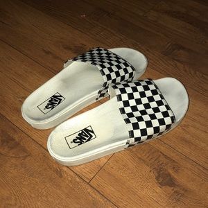 🖤🏁checkered vans slides